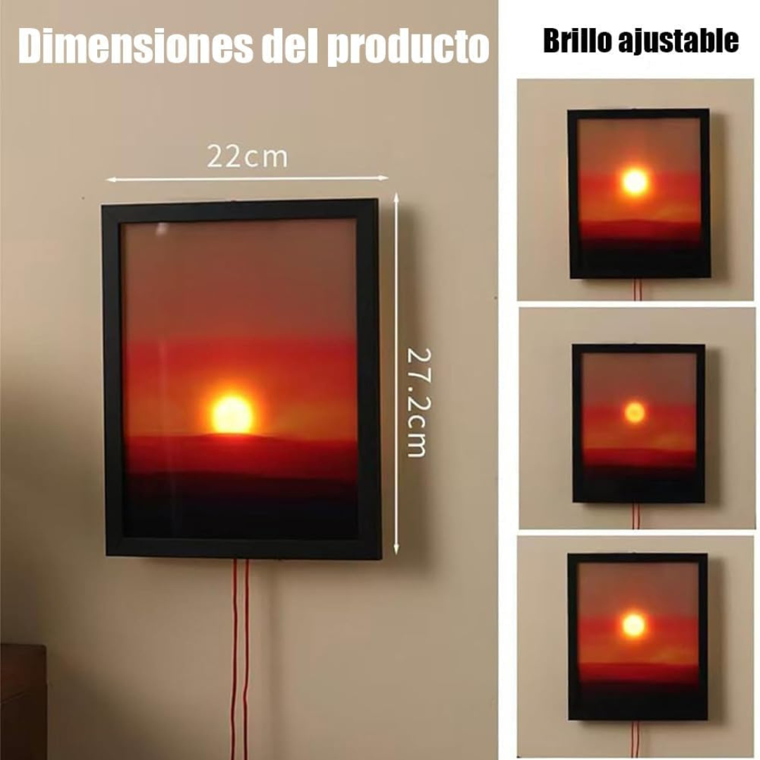 GetSenzora-Luz de Atardecer - Cuadro LED Recargable de Pared con Encendido tactil y Diseño Inalámbrico Estético