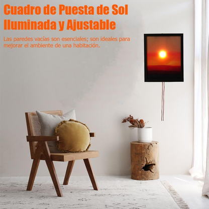 GetSenzora-Luz de Atardecer - Cuadro LED Recargable de Pared con Encendido tactil y Diseño Inalámbrico Estético