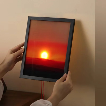 GetSenzora-Luz de Atardecer - Cuadro LED Recargable de Pared con Encendido tactil y Diseño Inalámbrico Estético